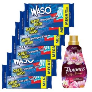 Waso Detergent Soap150gm 6pic + Flowerz Fabric Conditioner220ml  1pic